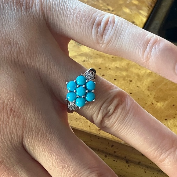 Sleeping Beauty Turquoise Sterling Silver Ring Size 7 - Picture 4 of 10